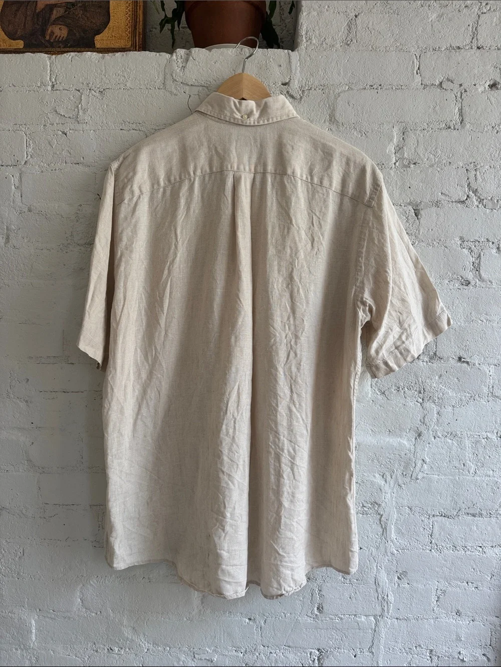 Vintage Lands’ End 100% Linen Button Down in Oat, size M
